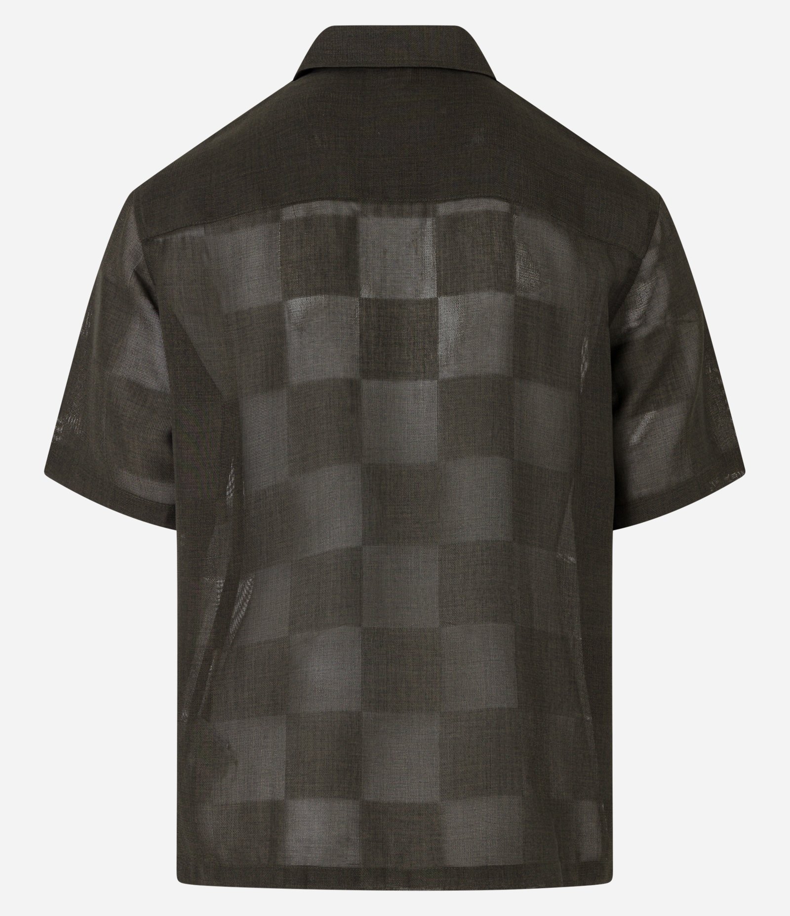 Camisa com Textura Estampa Xadrez e Gola Lapela Grafite 8