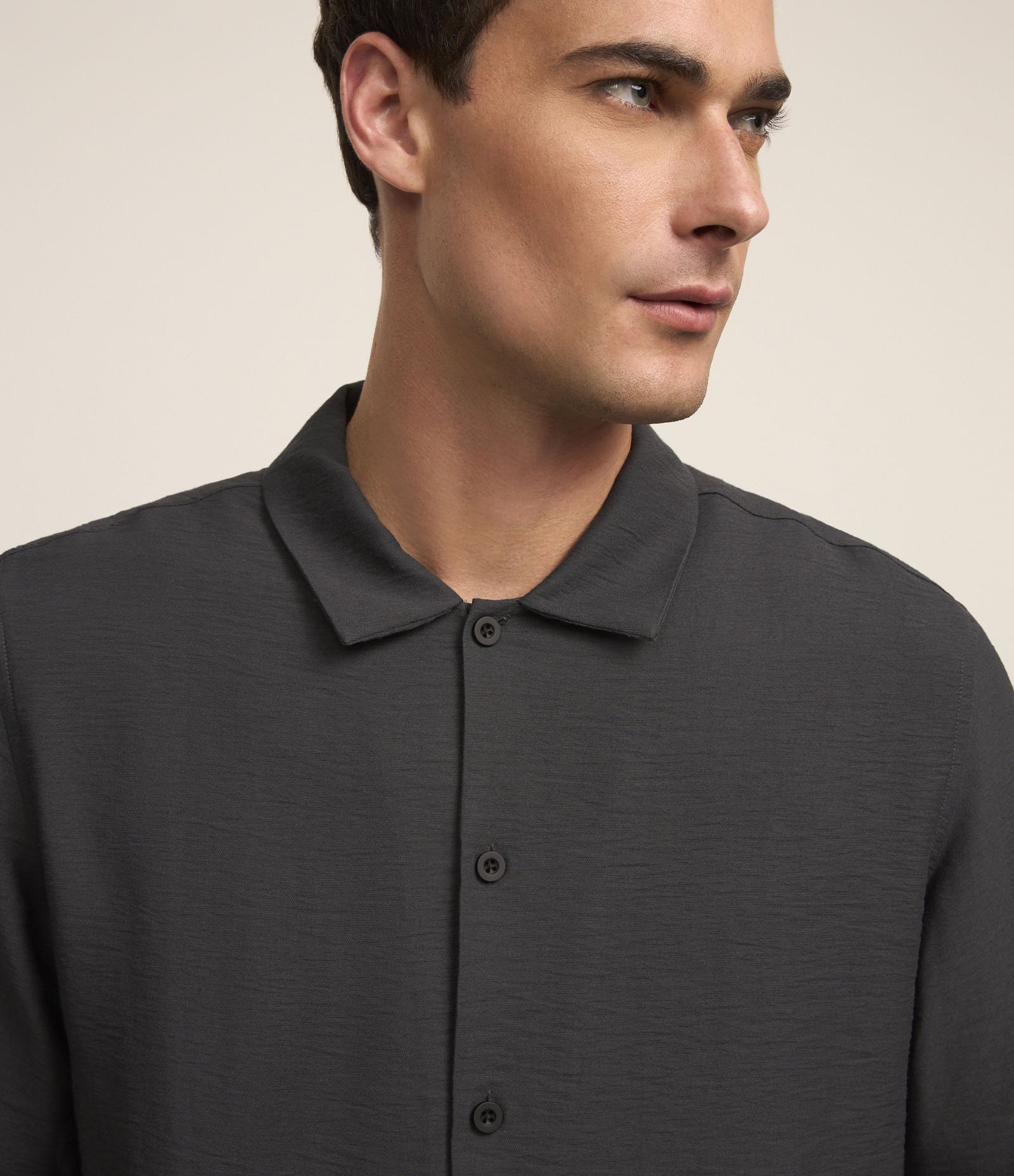 Camisa Comfort em Viscose com Textura Preto 5