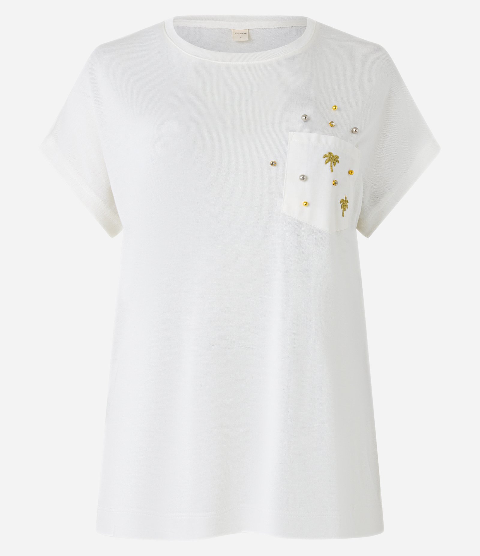 Blusa em Viscose com Bolsinho e Aplicação de Coqueiros Branco Neve 5