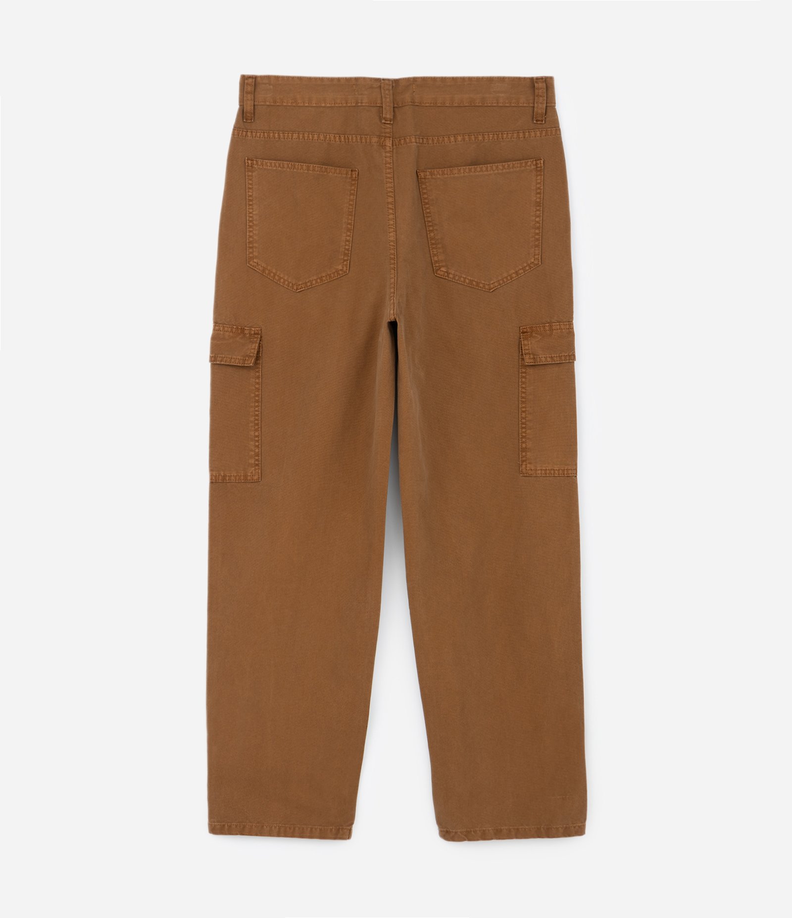 Calça Baggy em Sarja com Bolso Cargo Marrom 6