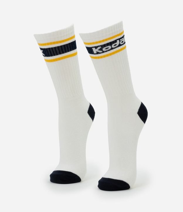 Meia Cano Alto Estampada com Kodak College