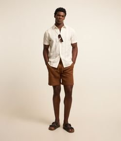 Bermuda em Algodão com Textura e Cós Elástico