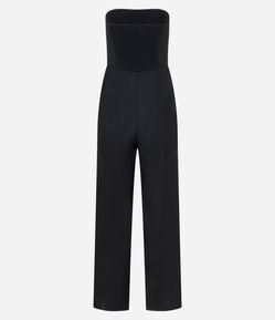 Macacão Longo em Linho e Decote Tomara que Caia