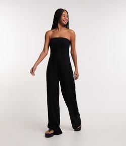 Macacão Longo em Linho e Decote Tomara que Caia