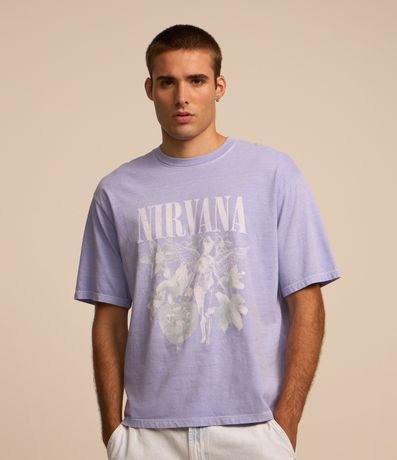 Camiseta Boxy em Algodão com Estampa Nirvana Menor preço em Camiseta Boxy em Algodão com Estampa Nirvana