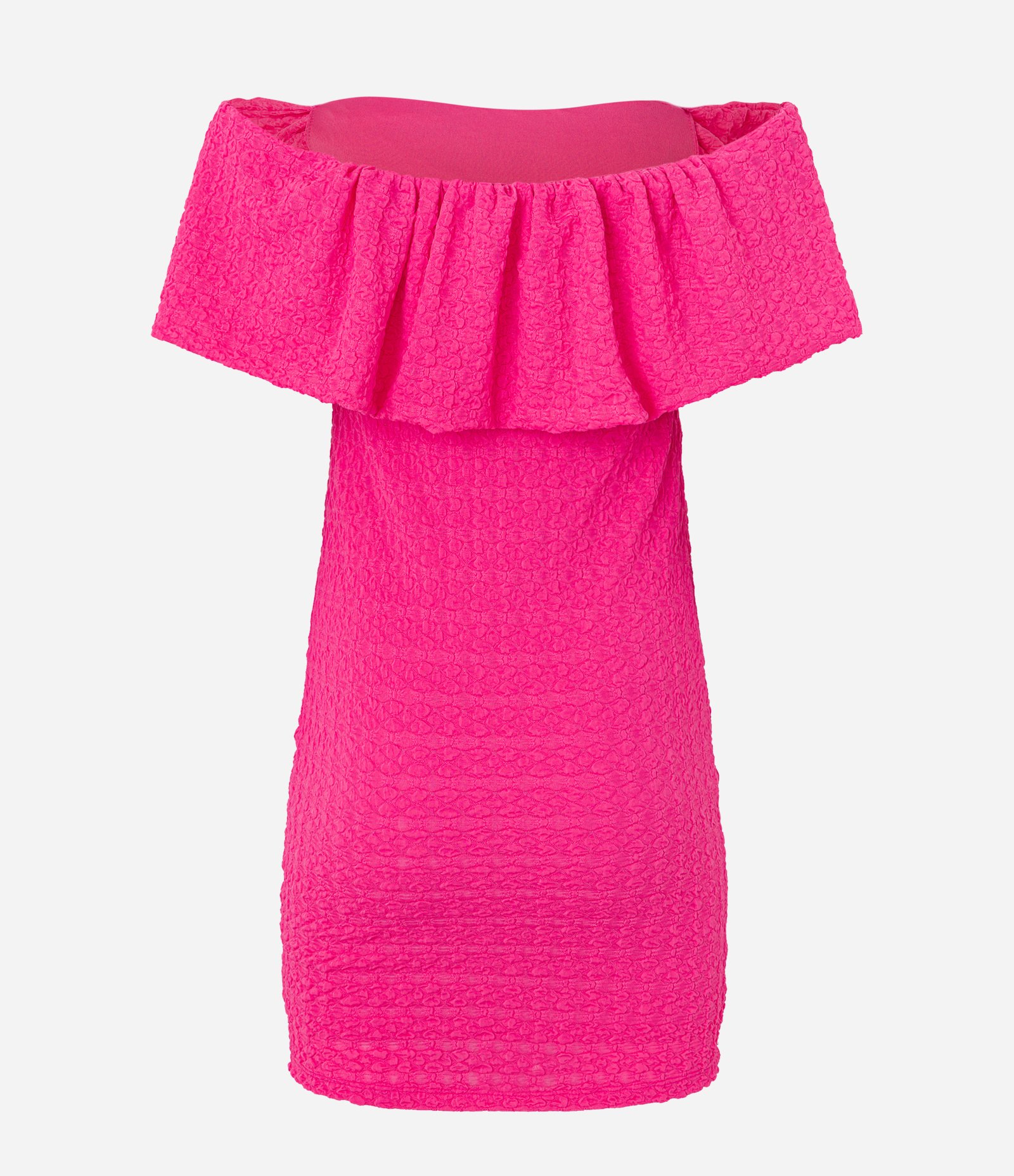 Vestido Ombro a Ombro com Babado e Texturas Rosa 8