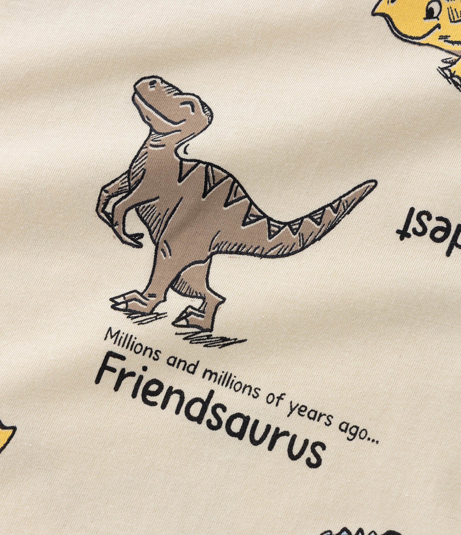 Camiseta Infantil com Estampa de Dinossauros - Tam 1 a 5 anos Bege 4