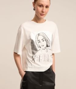 Blusa em Algodão com Estampa Mulher em Foil