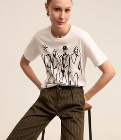 Blusa em Algodão com Estampa Mulheres Outline