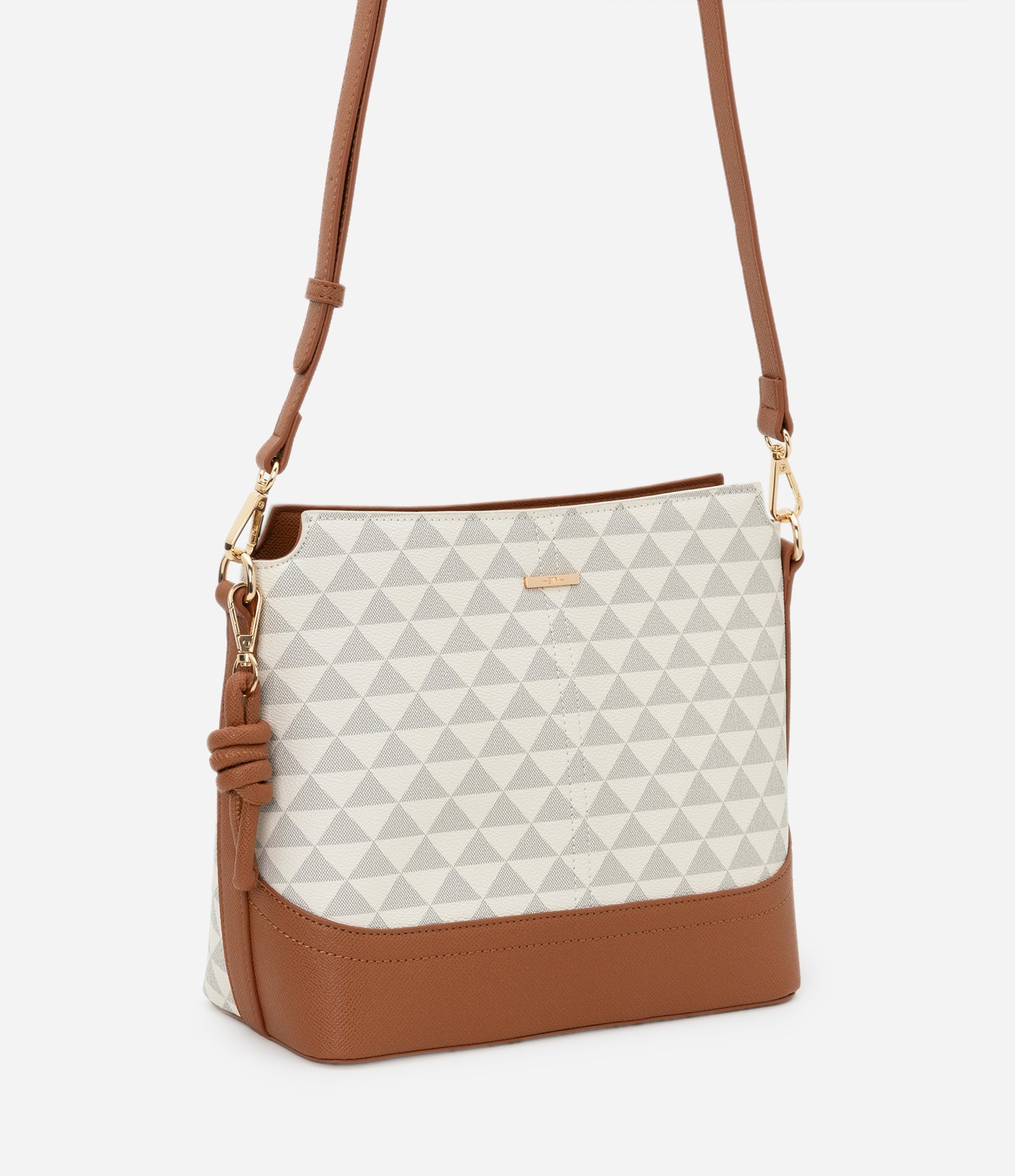 Bolsa Transversal Média com Estampa de Triângulo Off White 1