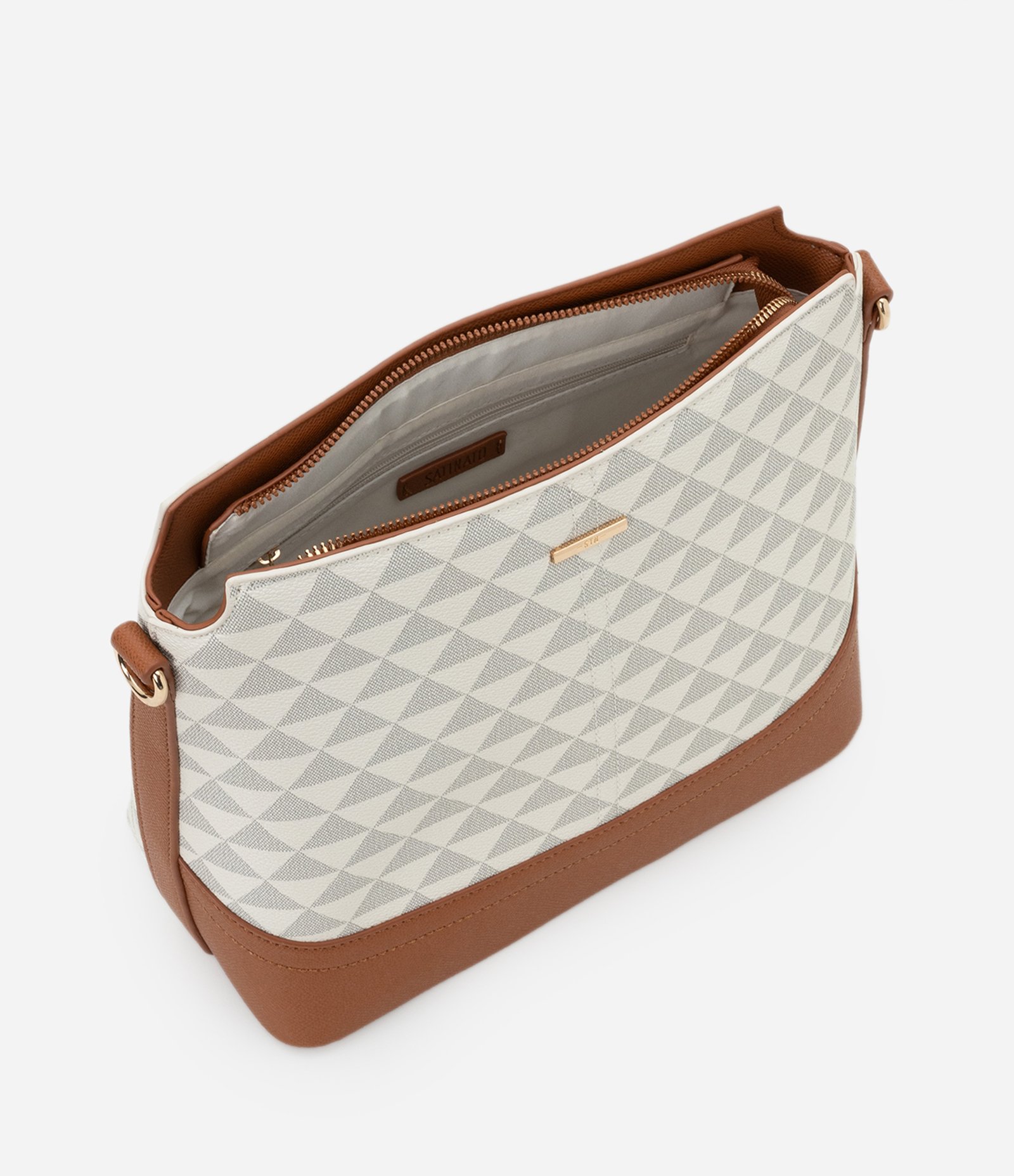 Bolsa Transversal Média com Estampa de Triângulo Off White 4