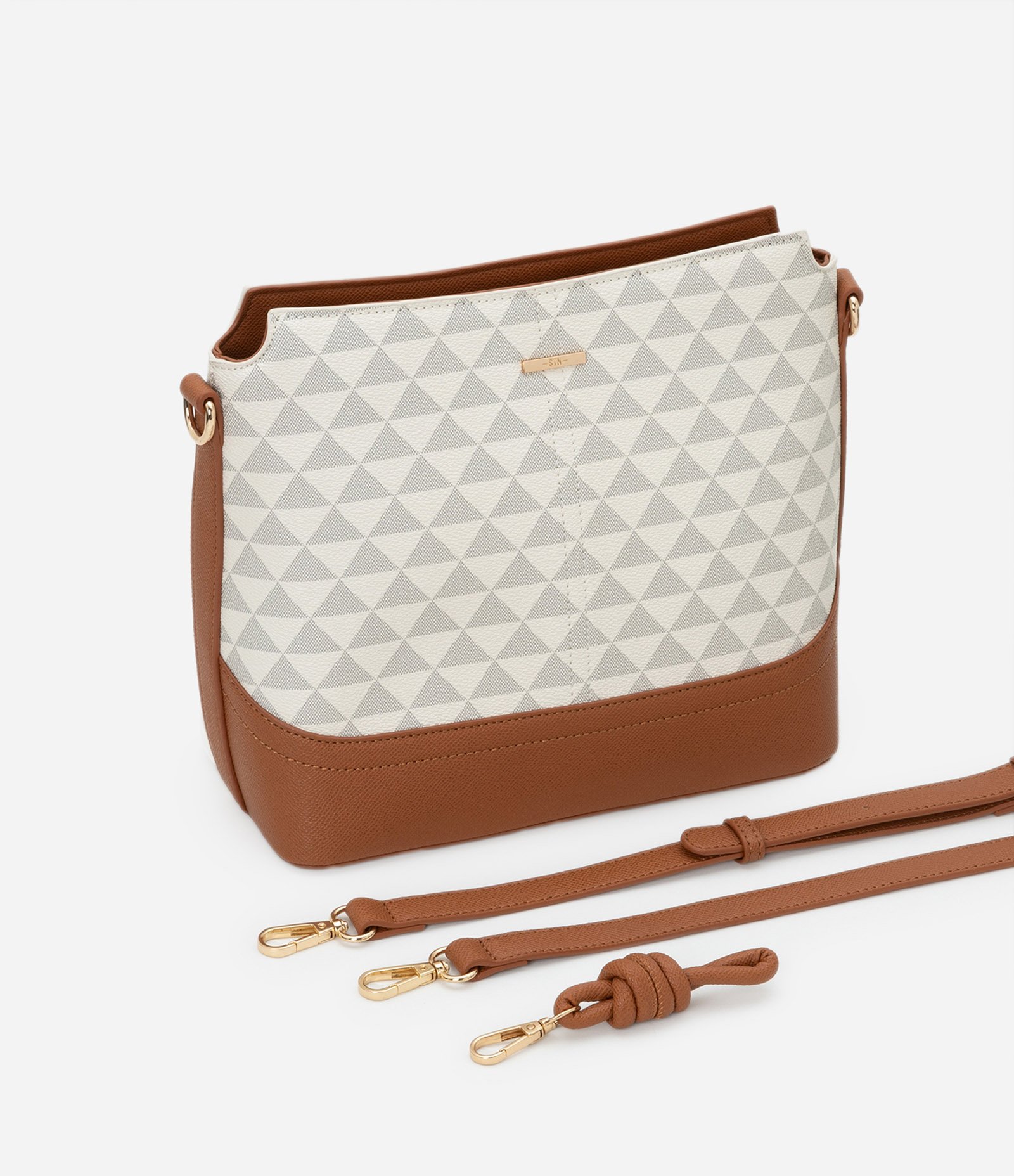 Bolsa Transversal Média com Estampa de Triângulo Off White 6