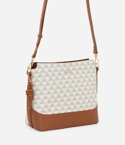 Bolsa Transversal Média com Estampa de Triângulo