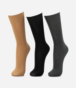 Kit 03 Pares de Meia Social em Poliamida