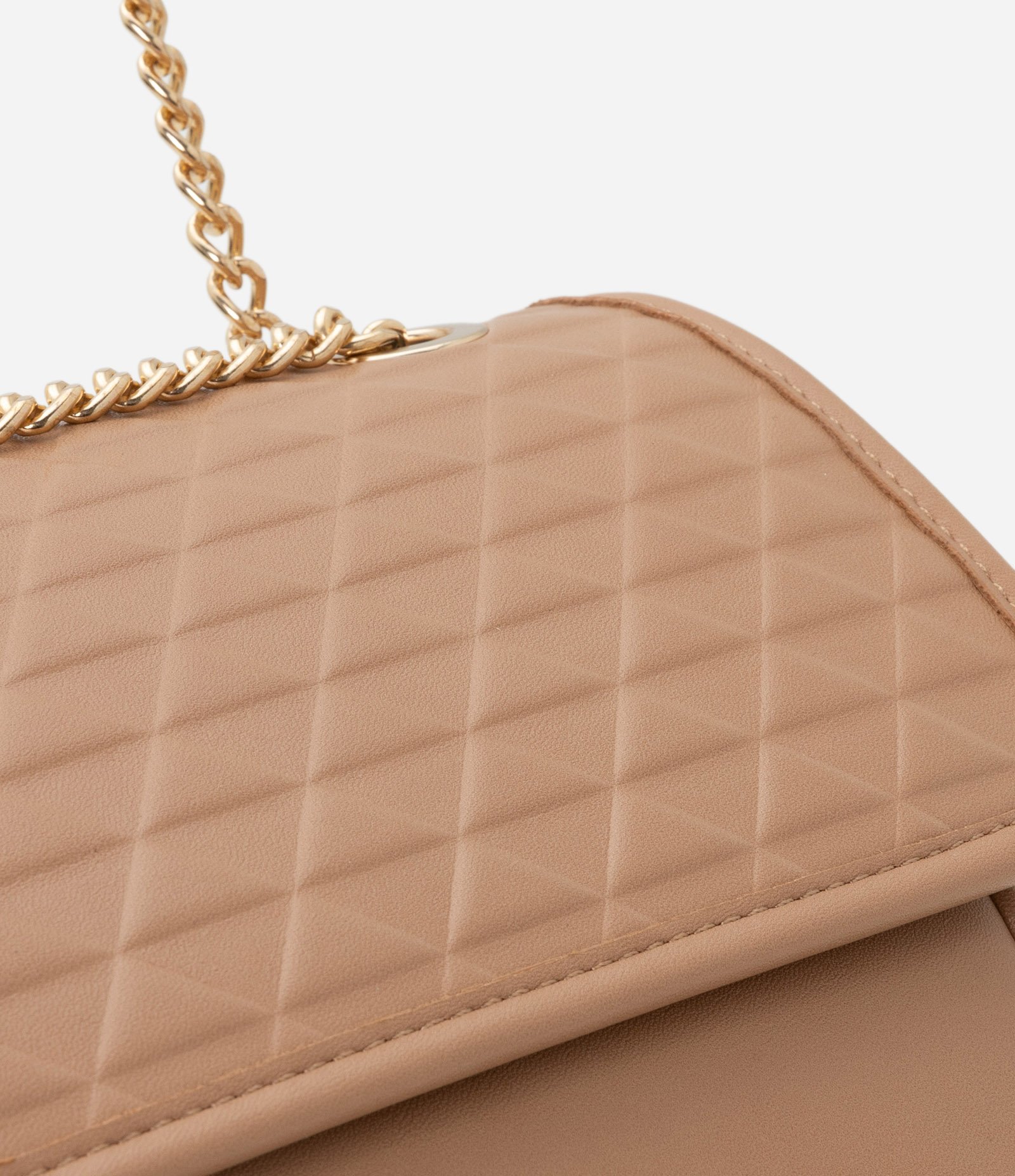 Bolsa Shoulder em PU Liso com Detalhe Plaquinha em Triângulo Bege 4