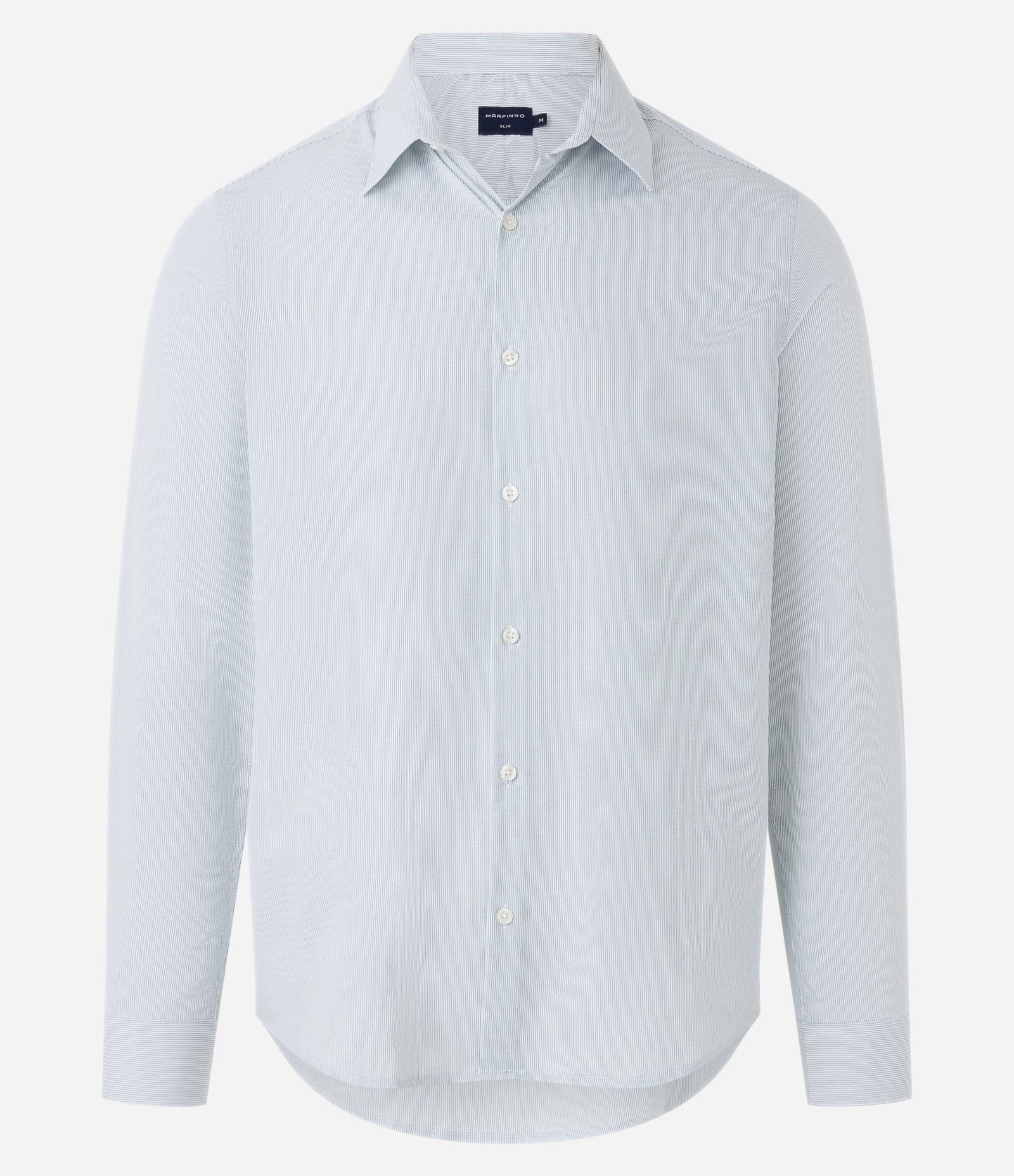 Camisa com Fibra de Bambu Maquinetada com Listras Azul Claro 6