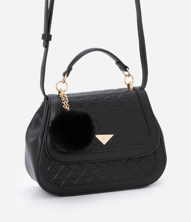 Bolsa Transversal Média com Tampa e Textura Embossed