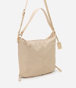 Bolsa Hobo Grande em Material Sintético com Pendente Lateral