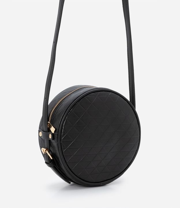 Bolsa Redonda Transversal em PU com Textura Embossed
