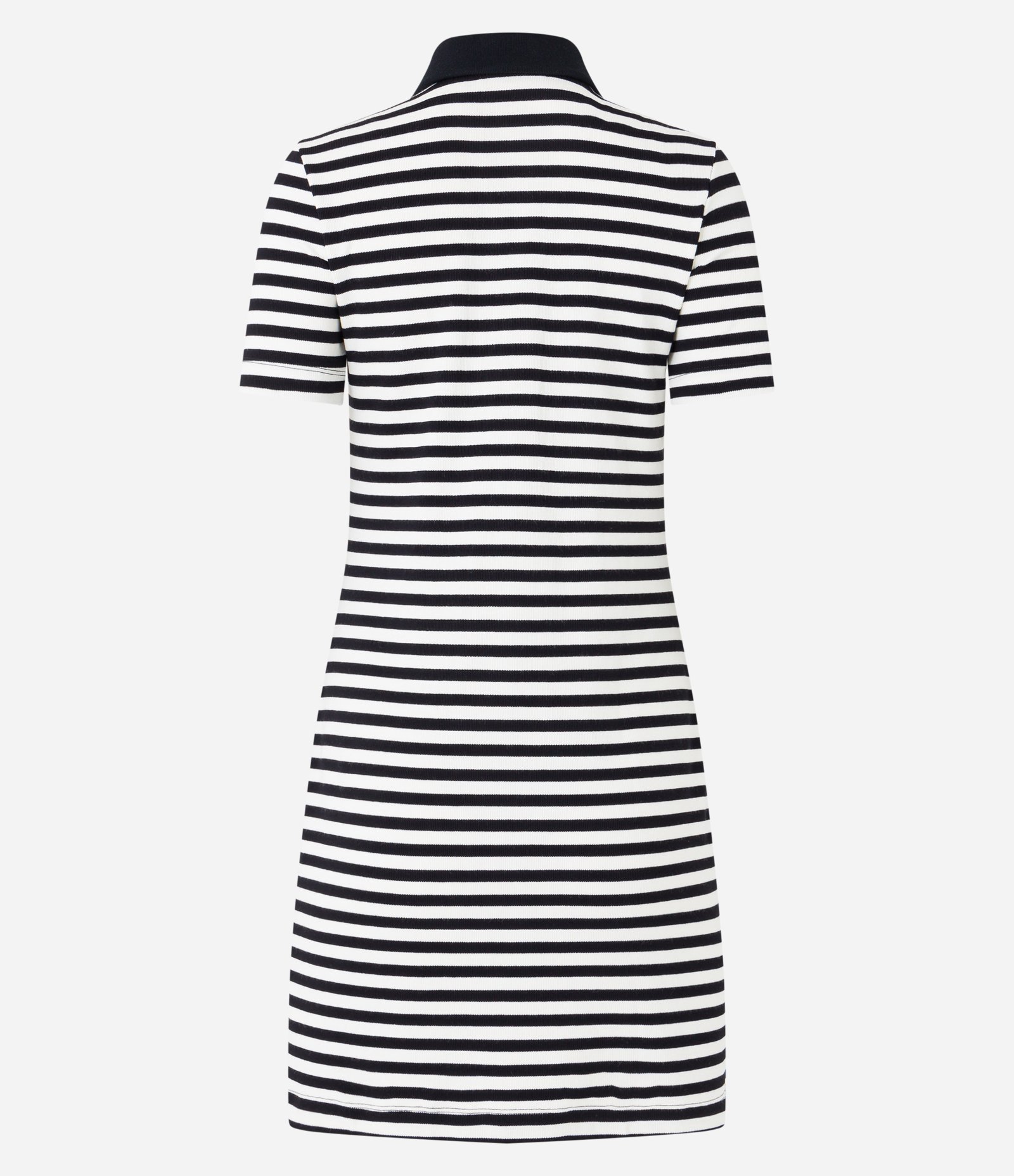 Vestido em Ribana com Gola Lapela e Estampa Listrada Preto/ Branco 7