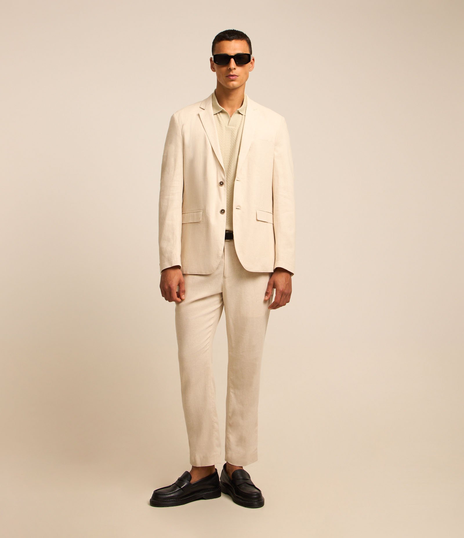 Blazer em Linho e Viscose Easy Care com Meio Forro Bege 2