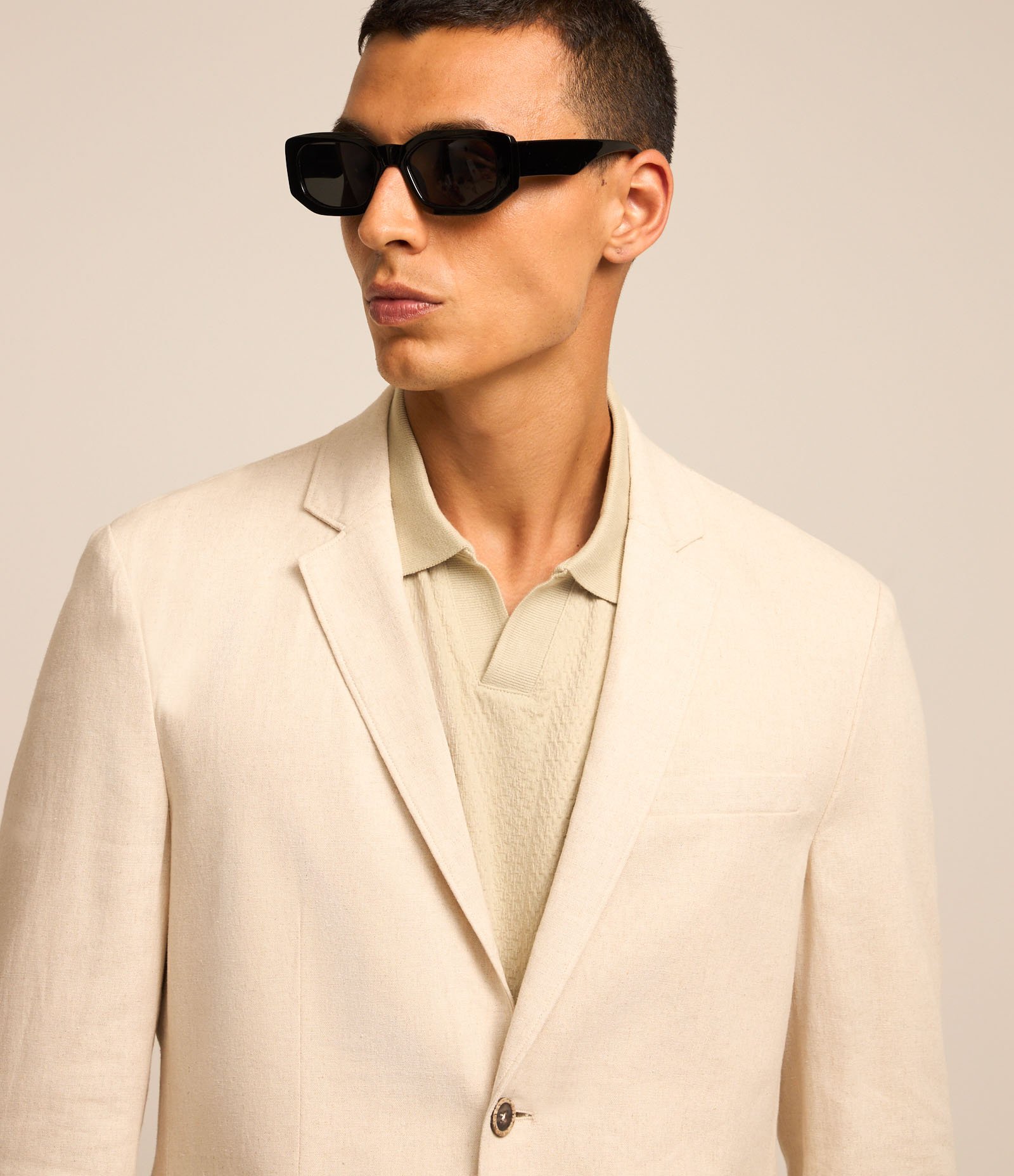 Blazer em Linho e Viscose Easy Care com Meio Forro Bege 3