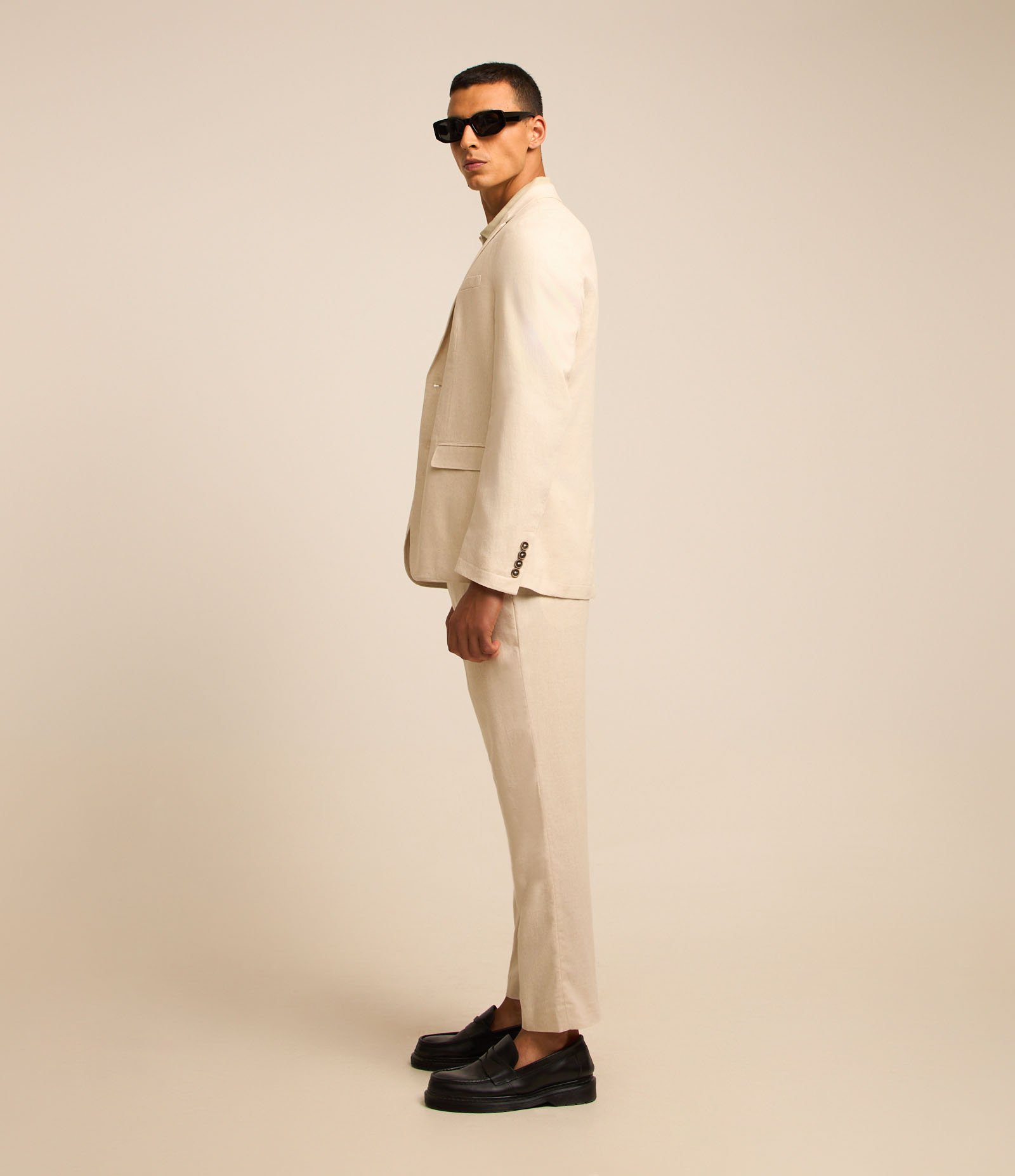 Blazer em Linho e Viscose Easy Care com Meio Forro Bege 4