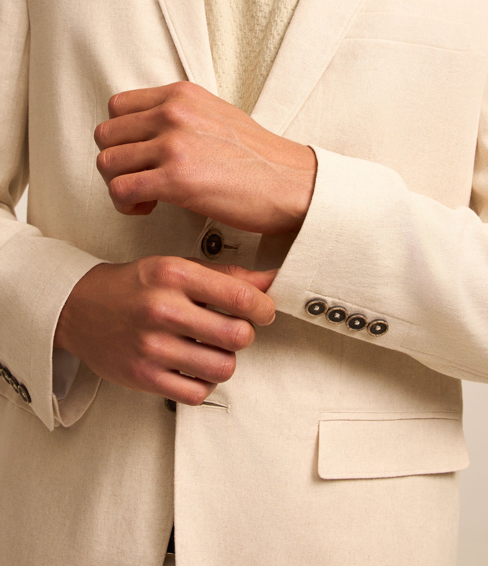 Blazer em Linho e Viscose Easy Care com Meio Forro Bege 5