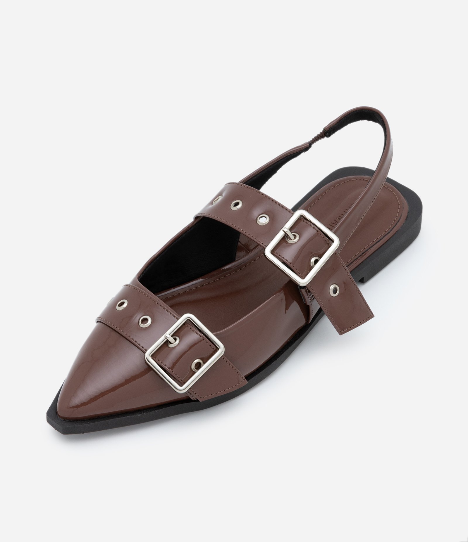 Sapatilha Slingback com Bico Fino e Fivelas 6