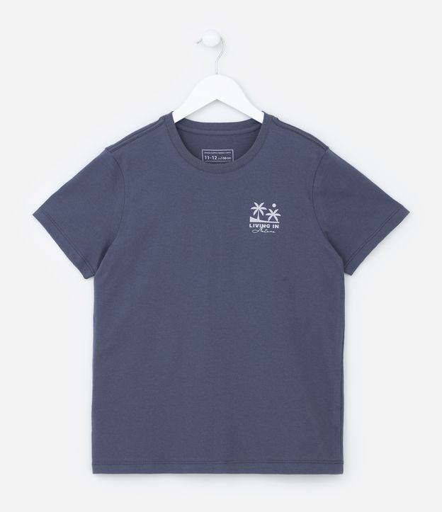 Camiseta Comfort Infantil em Algodão Estampa Coqueiros - Tam 5 a 14 anos