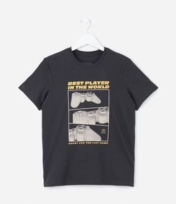 Camiseta Infantil com Estampa de Controle de Games - Tam 5 a 14 anos