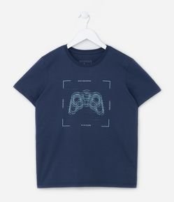 Camiseta Comfort Infantil em Algodão Estampa Gamer - Tam 5 a 14 anos