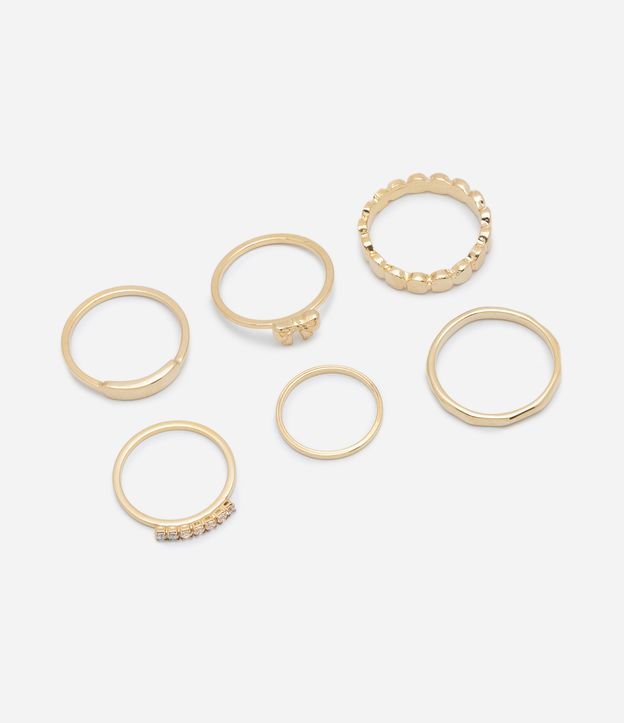 Kit 06 Anéis com Diferentes Detalhes e Formatos