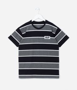 Camiseta Over Infantil com Estampa Listrada - Tam 5 a 14 anos