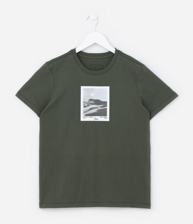 Camiseta Comfort Infantil em Algodão Estampa Foto de Dunas - Tam 5 a 14 anos
