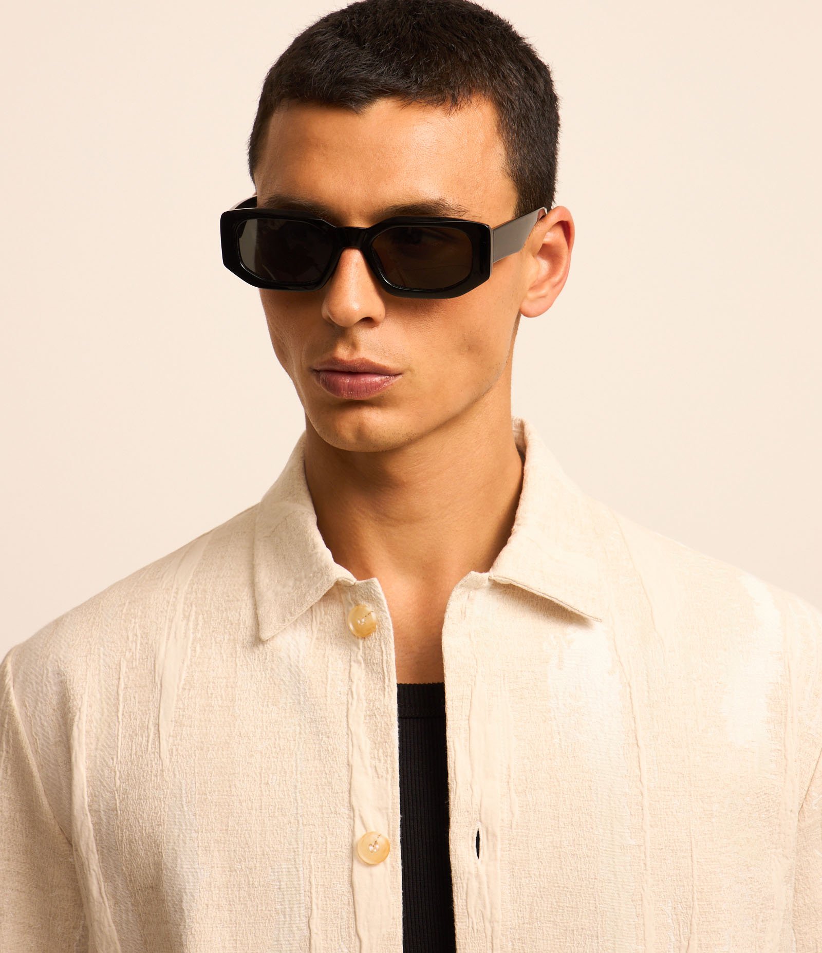 Jaqueta em Sarja com Textura Jacquard Bege 4