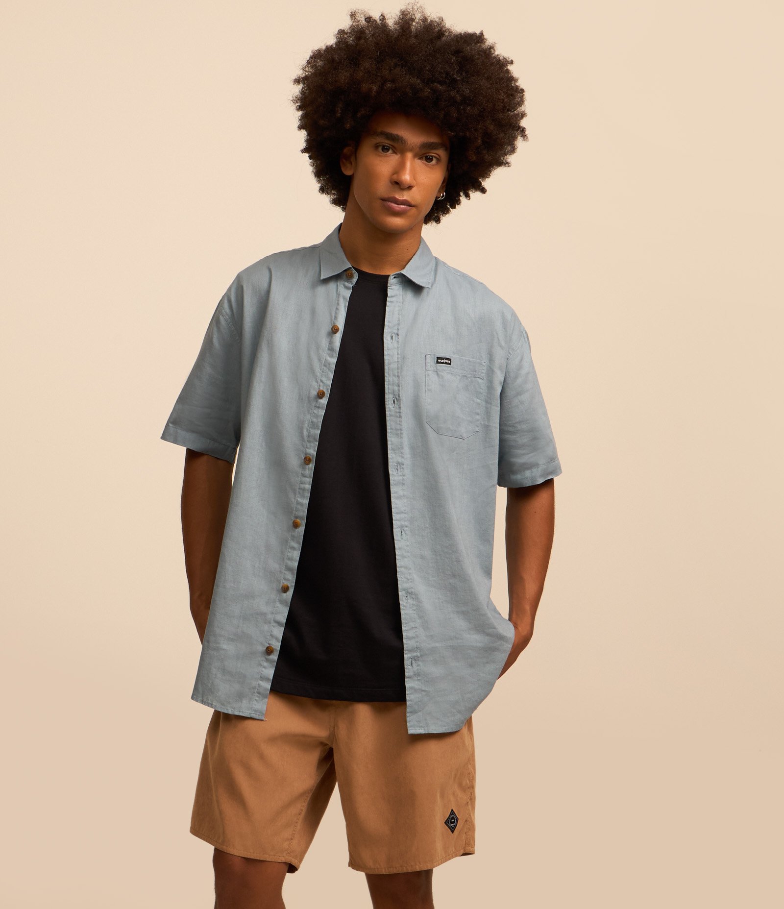 Bermuda com Cós Fixo e Cordão Contrastante Marrom 2