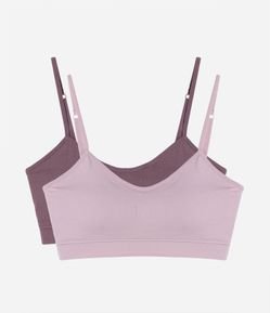 Kit 02 Sutiãs Triângulo em Poliamida Canelado