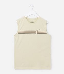 Regata Infantil com Estampa de Listras Triplas - Tam 5 a 14 anos