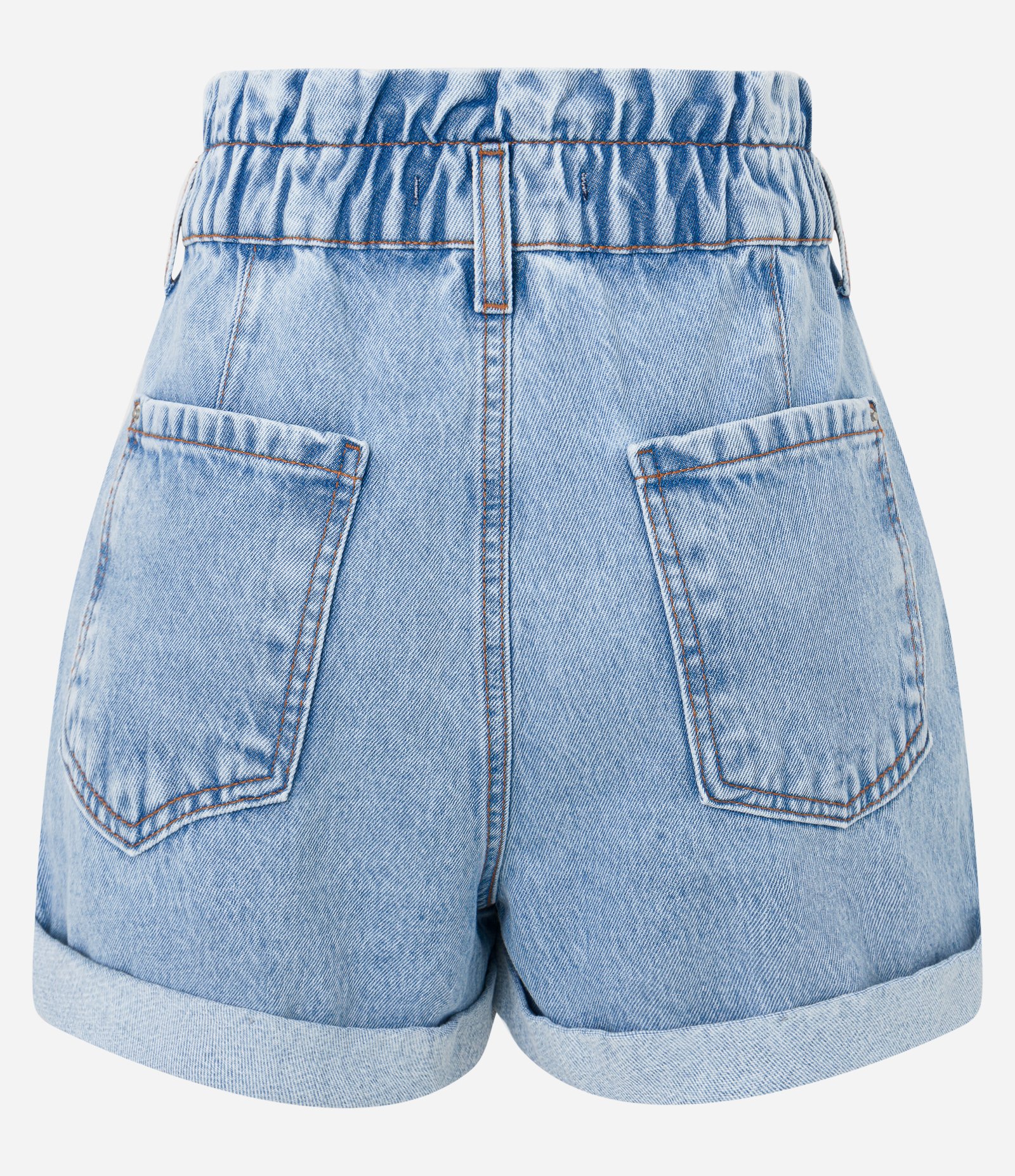 Short Baggy Cintura Alta em Jeans com Barra Dobrada Azul 5