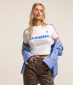 Blusa T-shirt em Algodão com Lettering League Sport