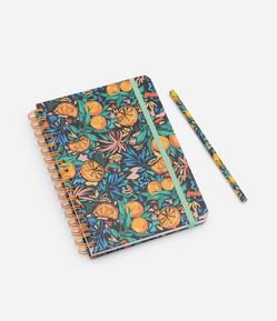 Kit Escritório com Caderno e Lápis com Estampa de Laranja