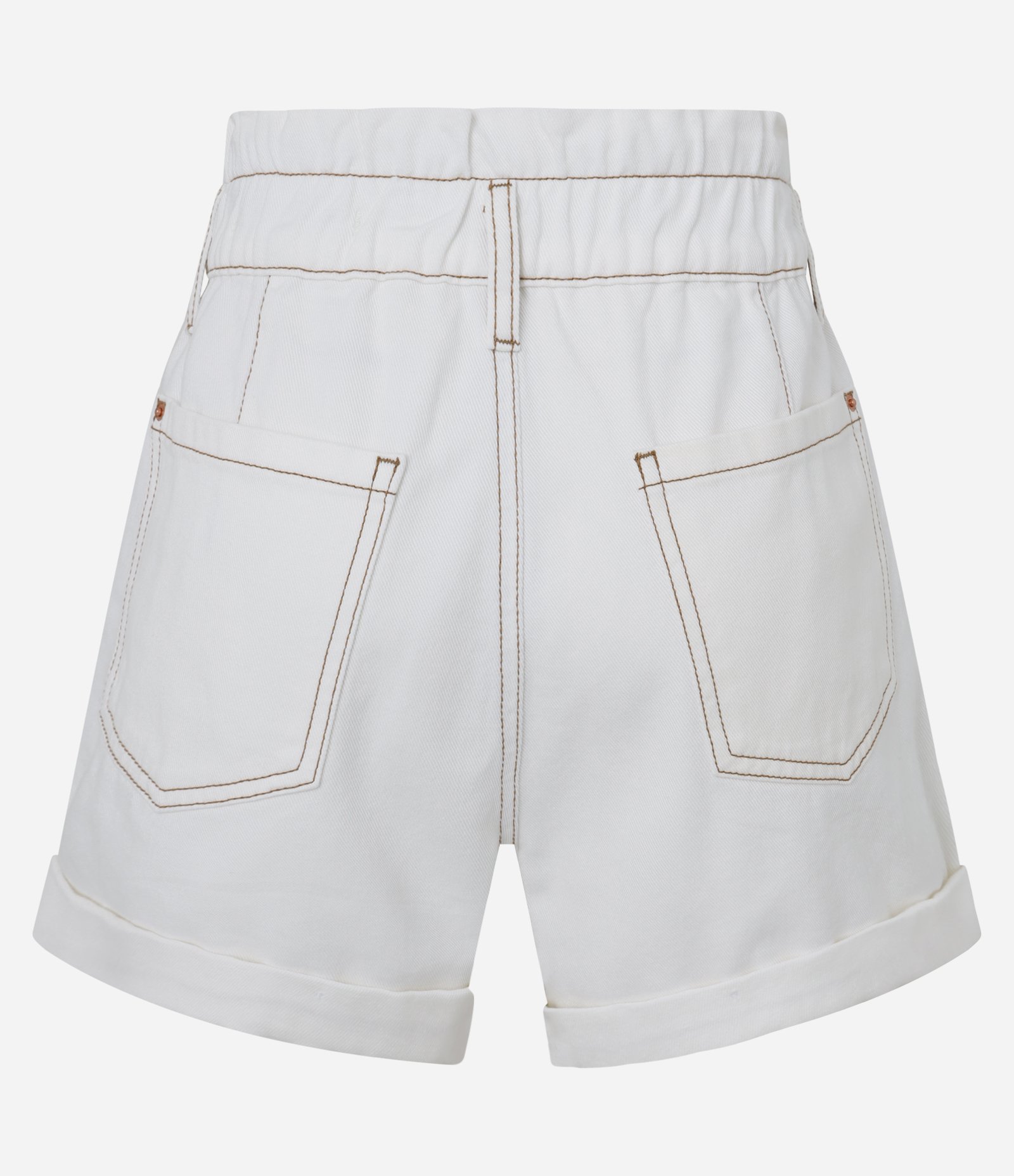 Short Baggy Cintura Alta em Sarja com Elástico no Cós Branco Neve 6