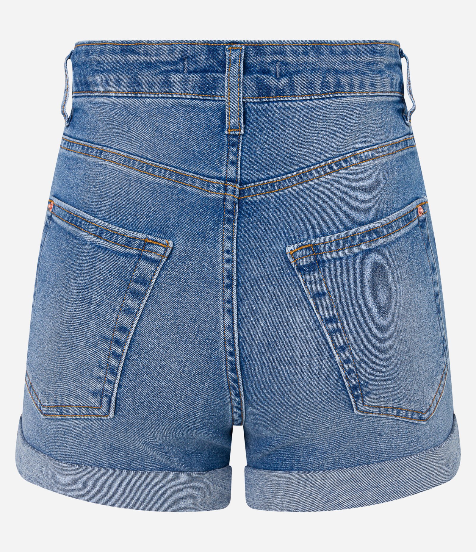 Short Hot Pants Cintura Alta em Jeans com Barra Dobrada Azul 6