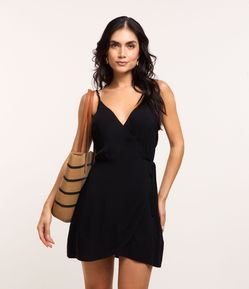 Saída de Praia Vestido em Viscose com Amarração Lateral