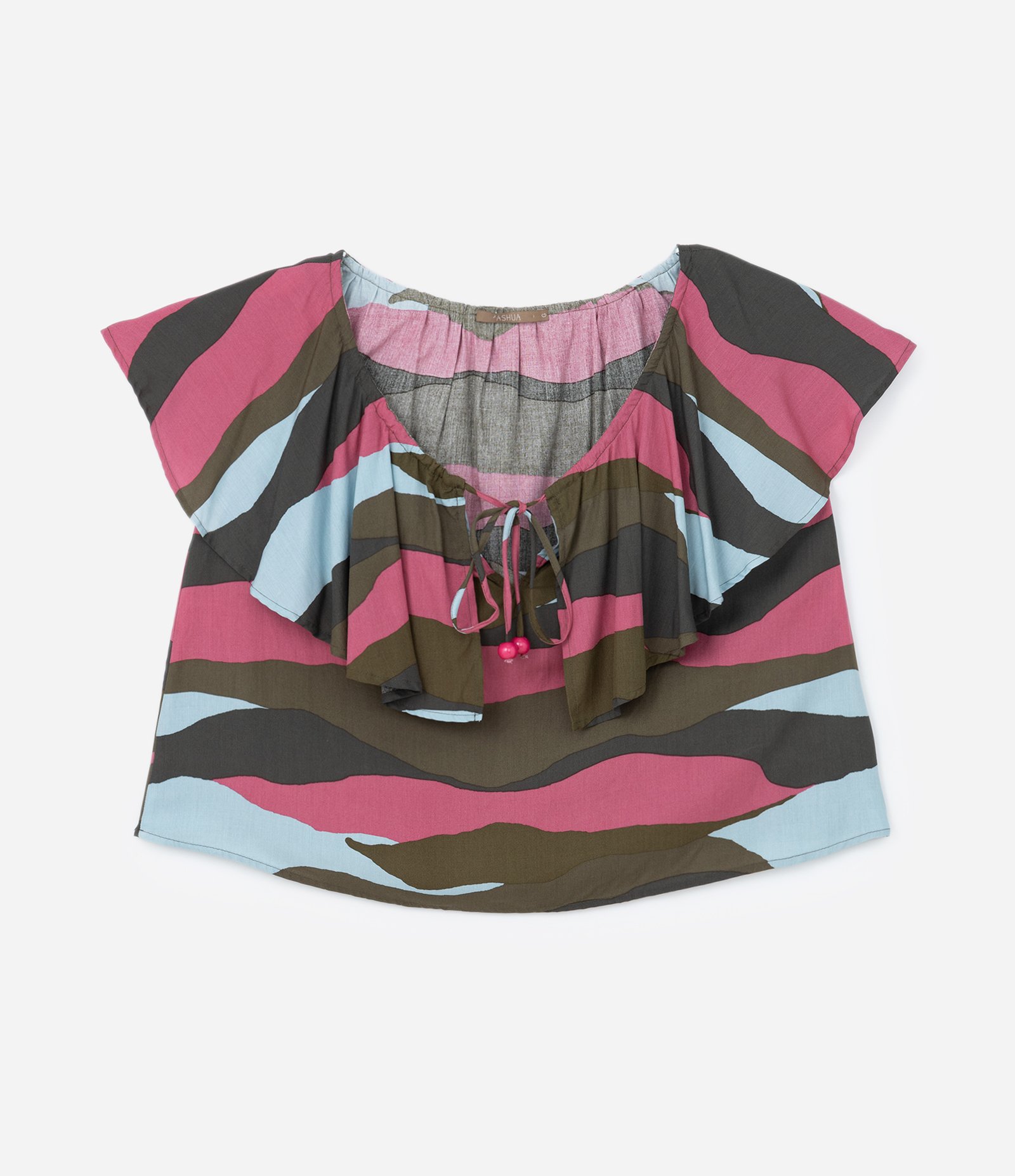 Blusa Ombro a Ombro em Viscose com Babado Curve & Plus Size Multicores 5