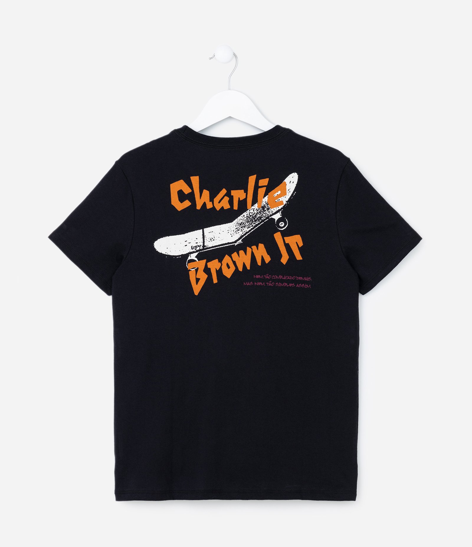 Camiseta Infantil com Estampa do Charlie Brown Jr - Tam 5 a 14 anos Preto 2