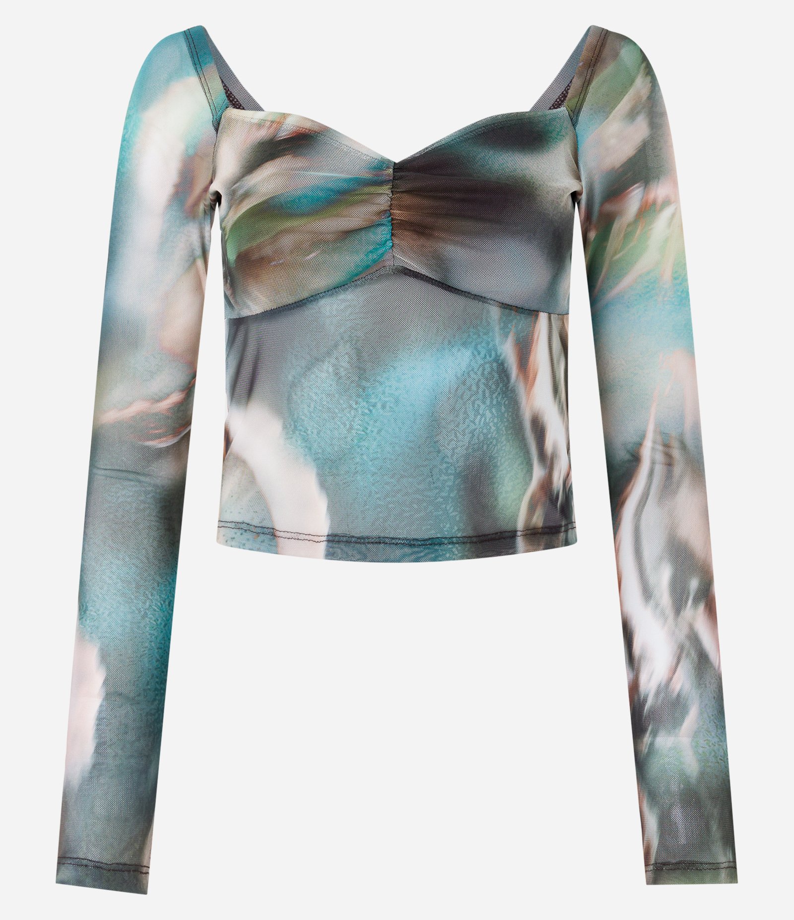 Blusa em Tule com Estampa Abstrata Manchada Multicores 6