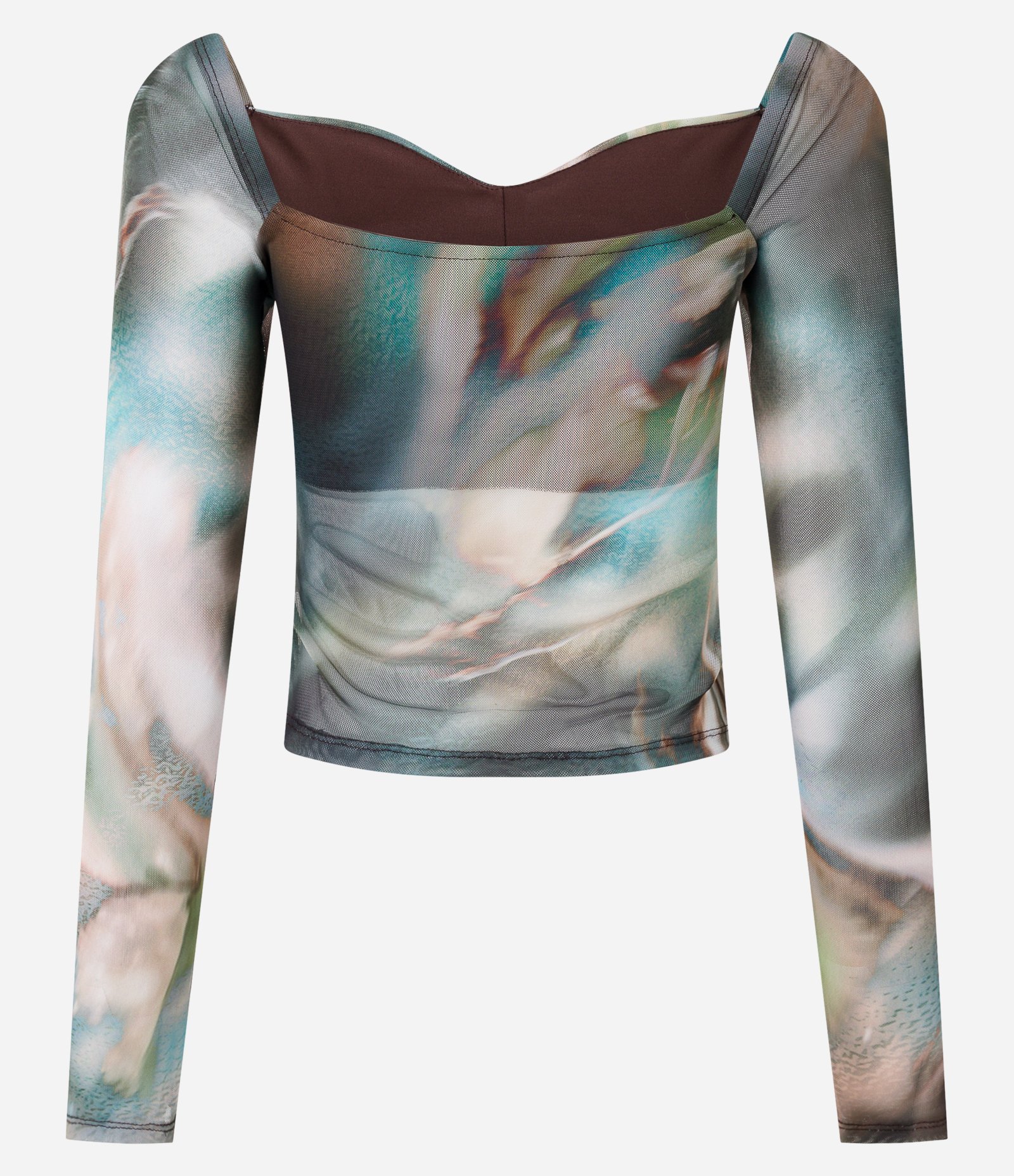 Blusa em Tule com Estampa Abstrata Manchada Multicores 8