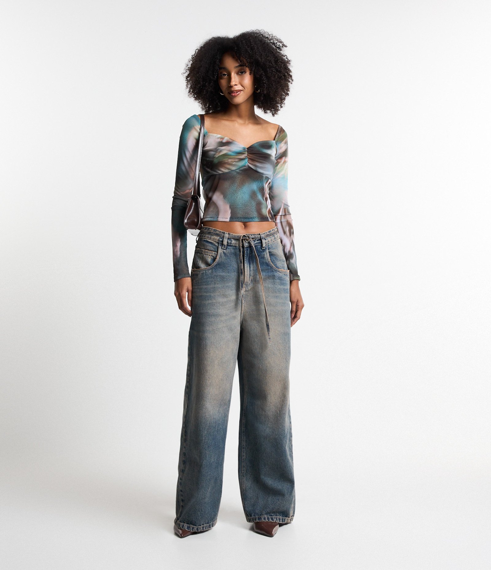 Blusa em Tule com Estampa Abstrata Manchada Multicores 2